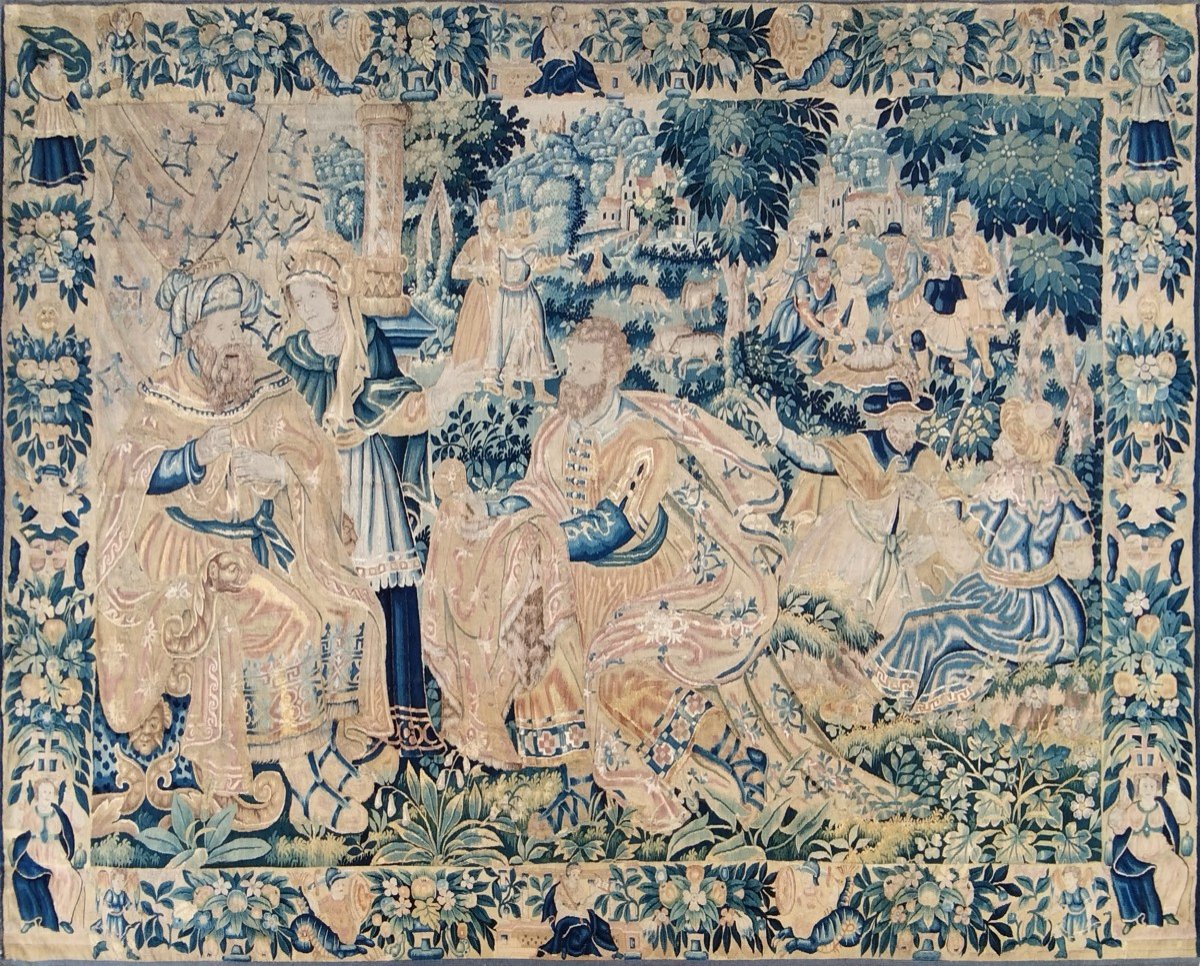 Beautiful Oudenaarde Flanders 17th Century Tapestry - Scene Of Offering To The King - 3m30x2m40, N° 1232