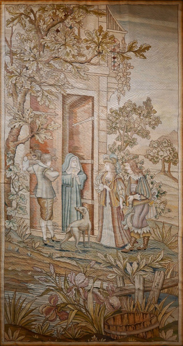 Aubusson Tapestry Au Petit Point "wishes Welcome To Saint Rita" - 2m90x1m47 - No. 969