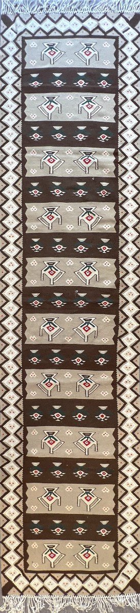 Tapis de couloire en Kilim de XIXe.s - 300x70 - N° 684