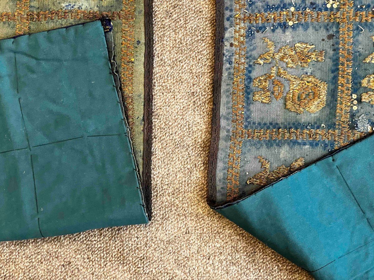 Paire De Textile Ottoman 19e.s - 0.90x0.45 - N° 714 , 715 -photo-1