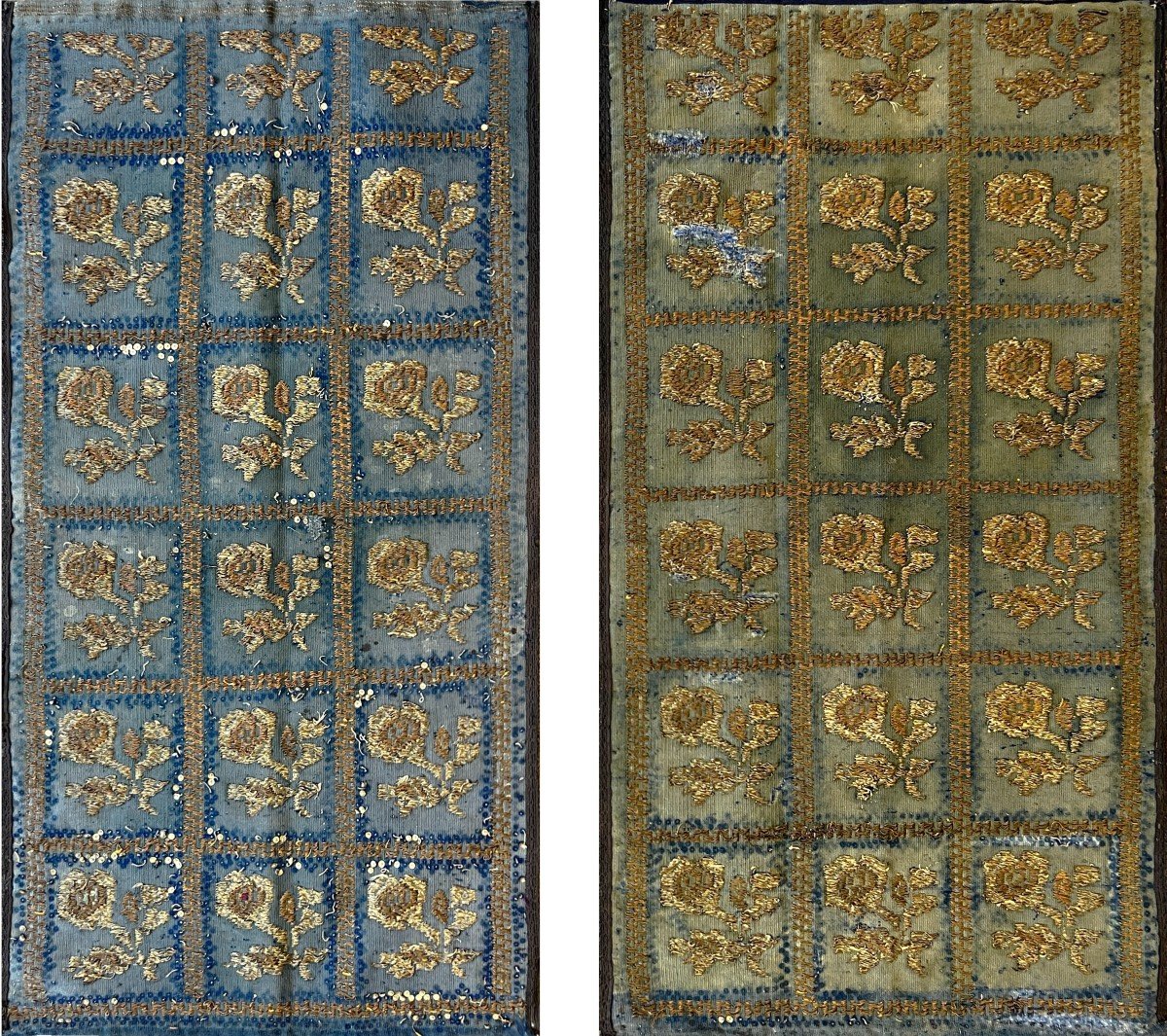 Paire De Textile Ottoman 19e.s - 0.90x0.45 - N° 714 , 715 