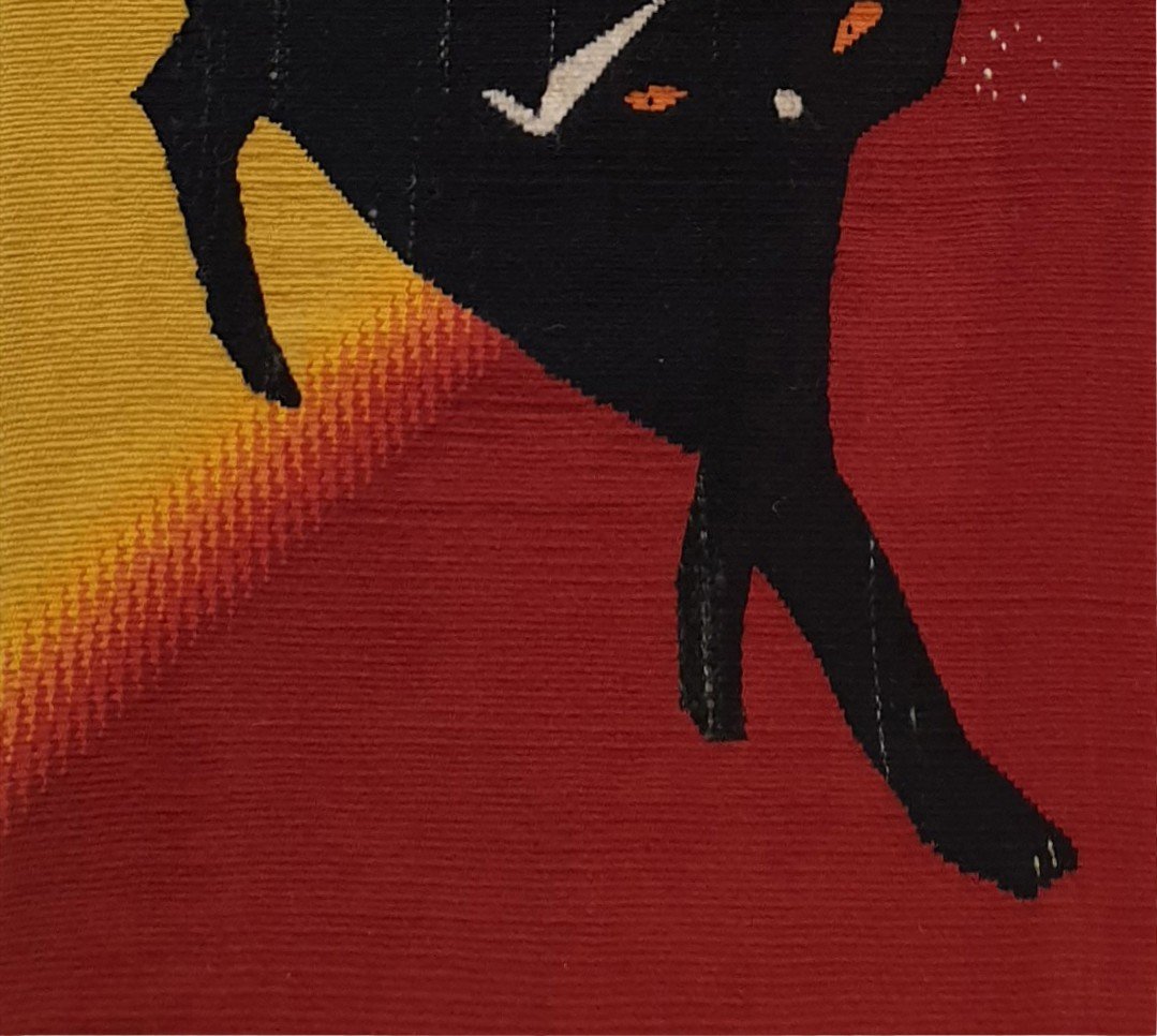 Modern French Tapestry "black Cat" - 95x43cm - No. 779-photo-3