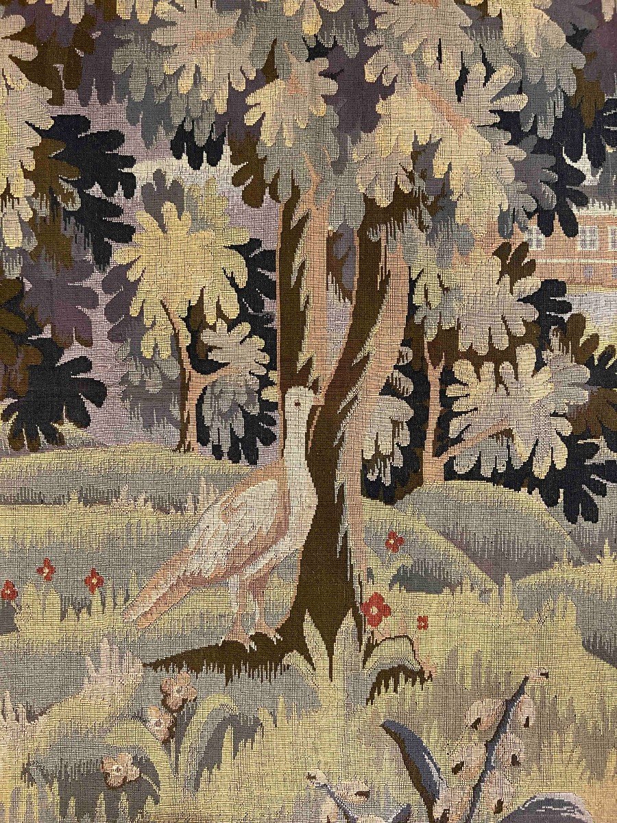 Pair Of Verdure Tapestries - 1940 Jacquard - 0.92x0.92 - N° 807-photo-2