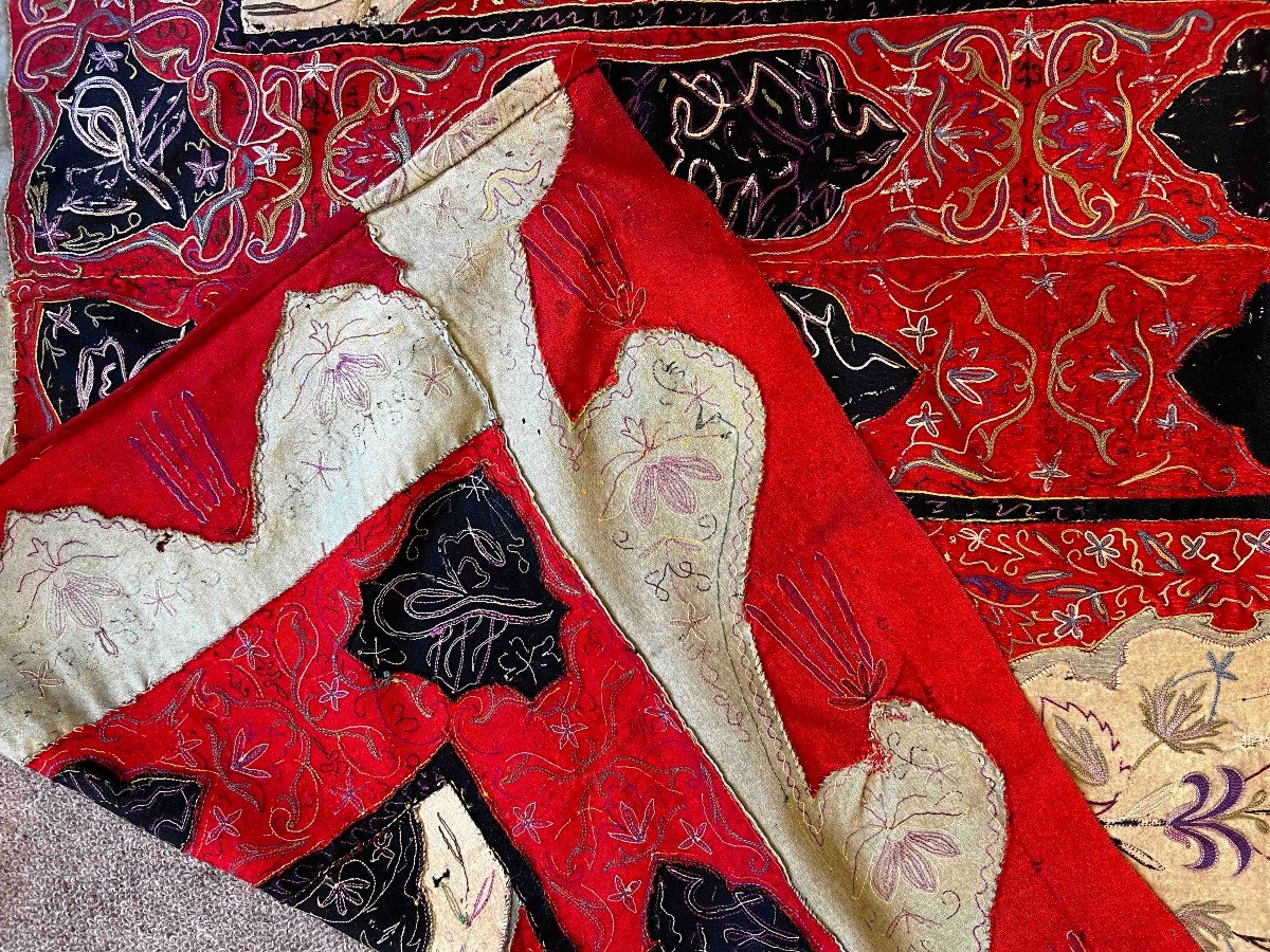 Recht (rashtidoozi) Oriental Embroidery, Circa 1840 - 3m30x1m55 - No. 820-photo-1
