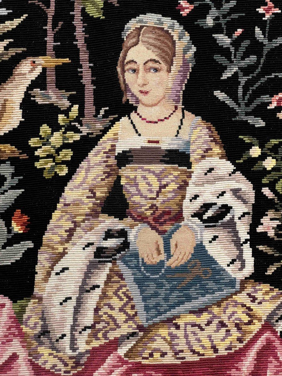 Tapisserie Médiévale Au Petit Point Vers 1980 - 1m37hx1m00l - N° 1146-photo-3