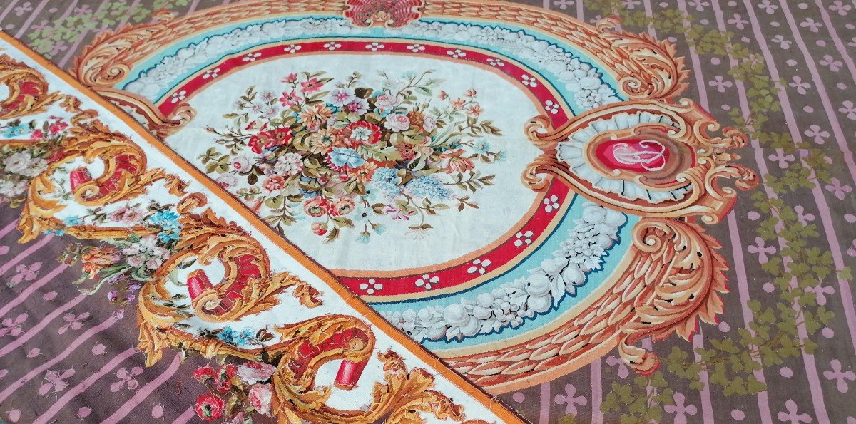 Rare Tapis De Manufature d&#039;Aubusson  Vers 1840, Style Napoleon III - 5m25 X 4m40 - N&deg; 1068-photo-6