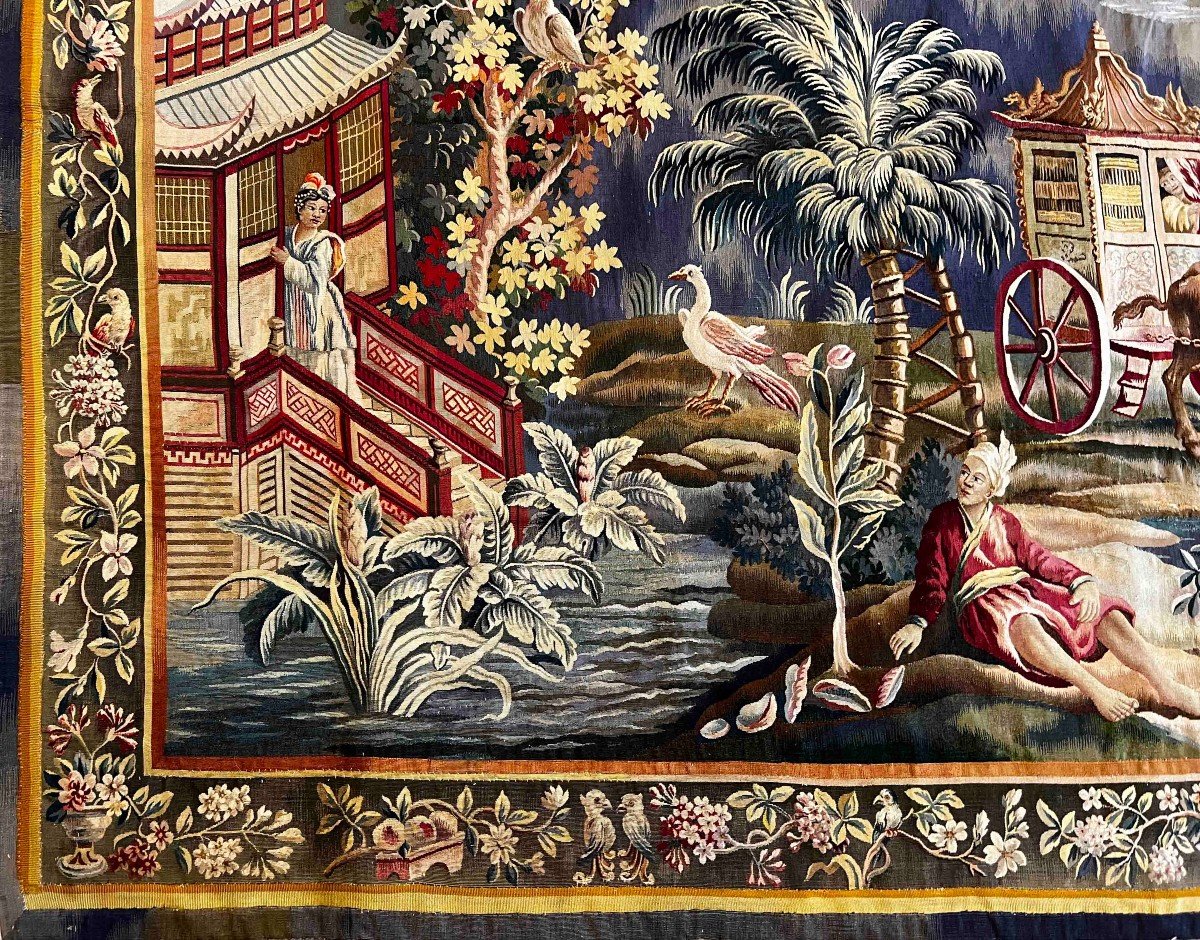 Grande Et Belle Tapisserie  Aubusson " Chinoiserie " Vers 1860 - 2m70x1m83 - N° 1100 -photo-1