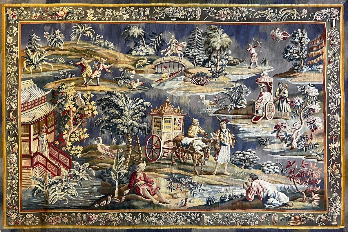 Grande Et Belle Tapisserie  Aubusson " Chinoiserie " Vers 1860 - 2m70x1m83 - N° 1100 