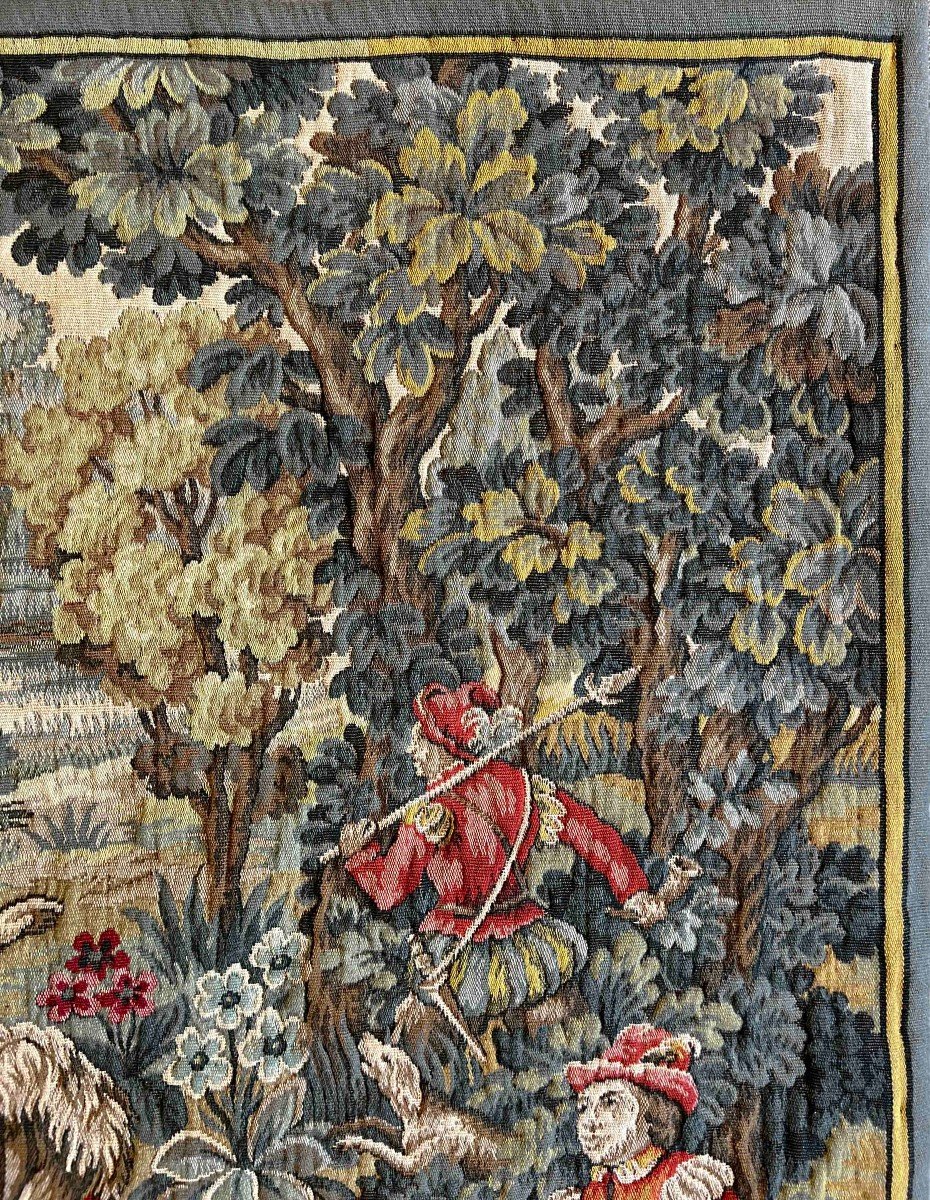 Tapestry "hunting Scene" Real Jacquard Circa 1960 - 1m76x1m30 - N° 1216-photo-3