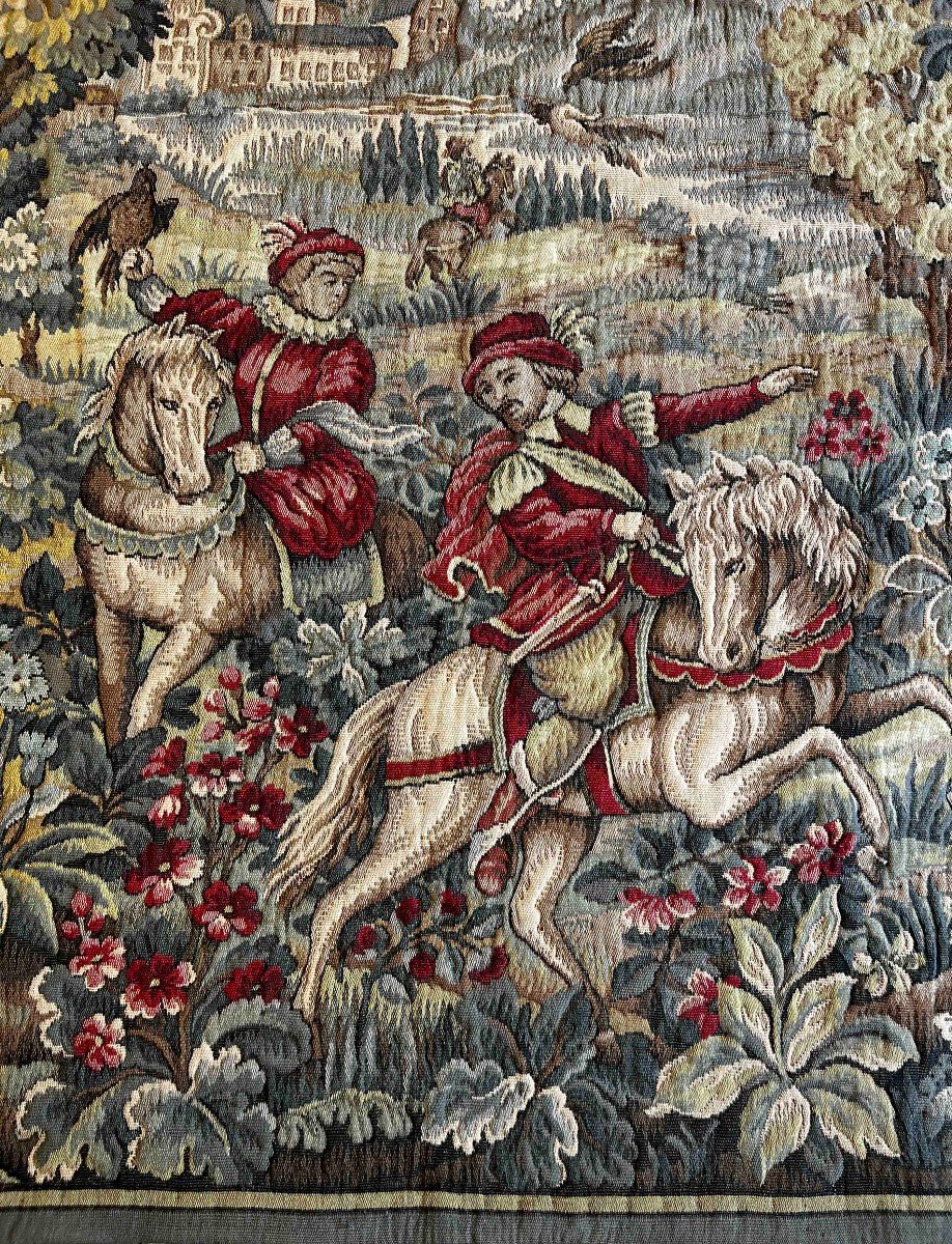 Tapestry "hunting Scene" Real Jacquard Circa 1960 - 1m76x1m30 - N° 1216-photo-4