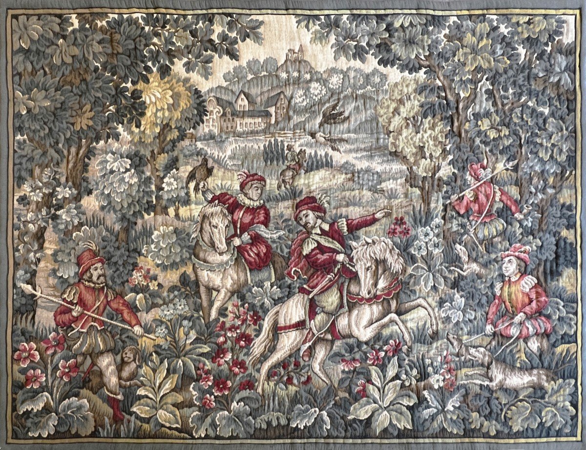Tapestry "hunting Scene" Real Jacquard Circa 1960 - 1m76x1m30 - N° 1216