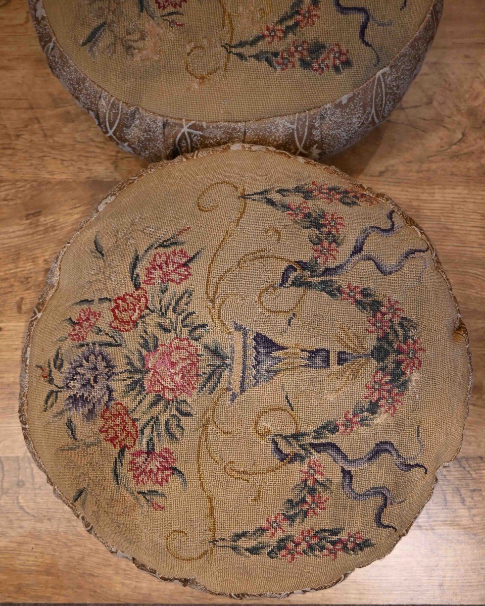 Pair Of 19th Century Petits-points Tapestry Cushions - No. 1256-photo-3