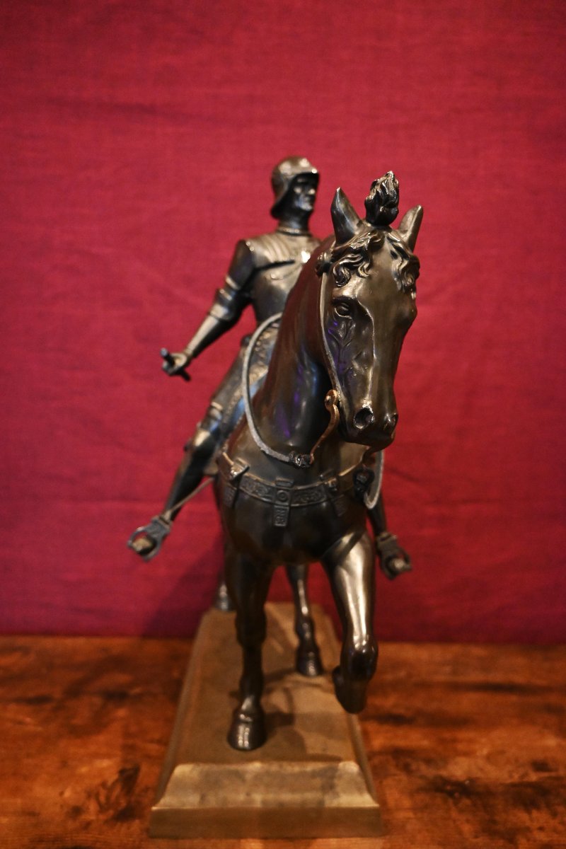 Bartolomeo Colleoni à cheval – Sculpture en bronze à patine brun foncé – N° 1710-photo-4
