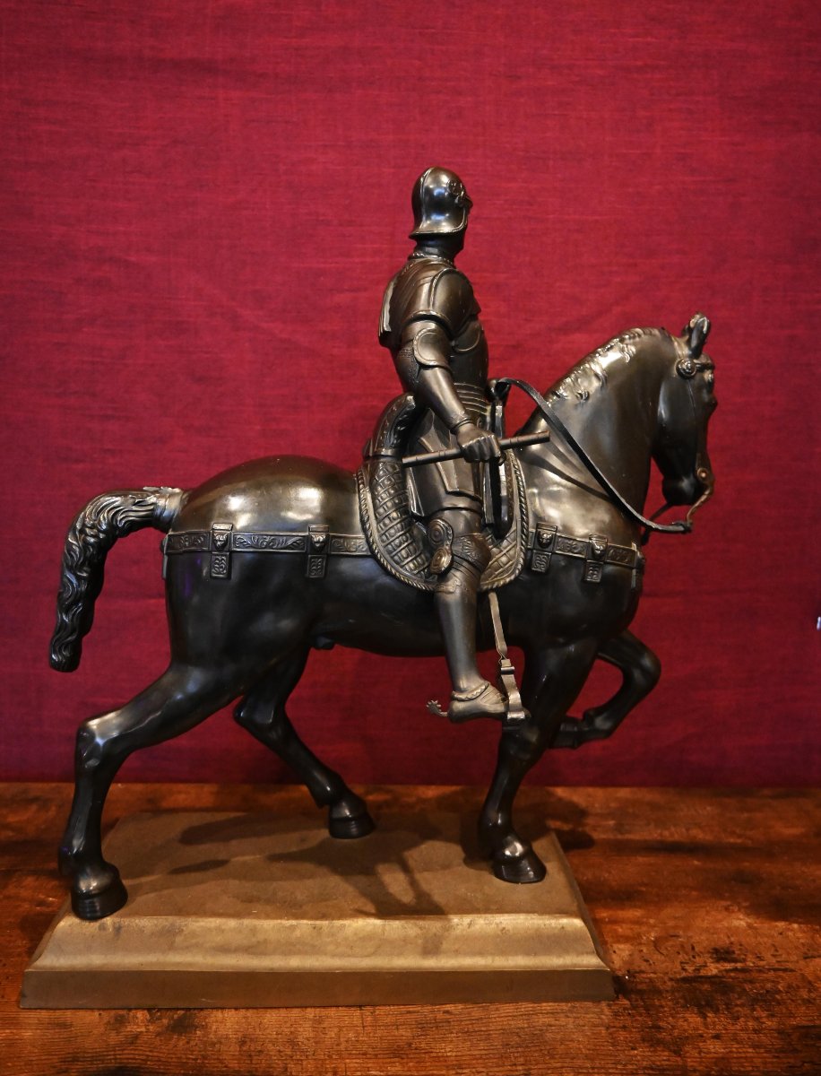 Bartolomeo Colleoni à cheval – Sculpture en bronze à patine brun foncé – N° 1710-photo-2