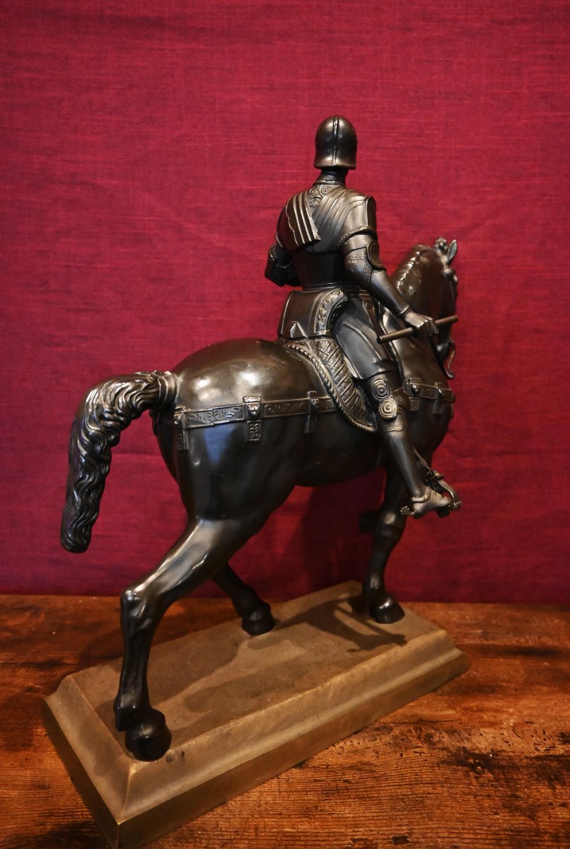 Bartolomeo Colleoni à cheval – Sculpture en bronze à patine brun foncé – N° 1710-photo-3