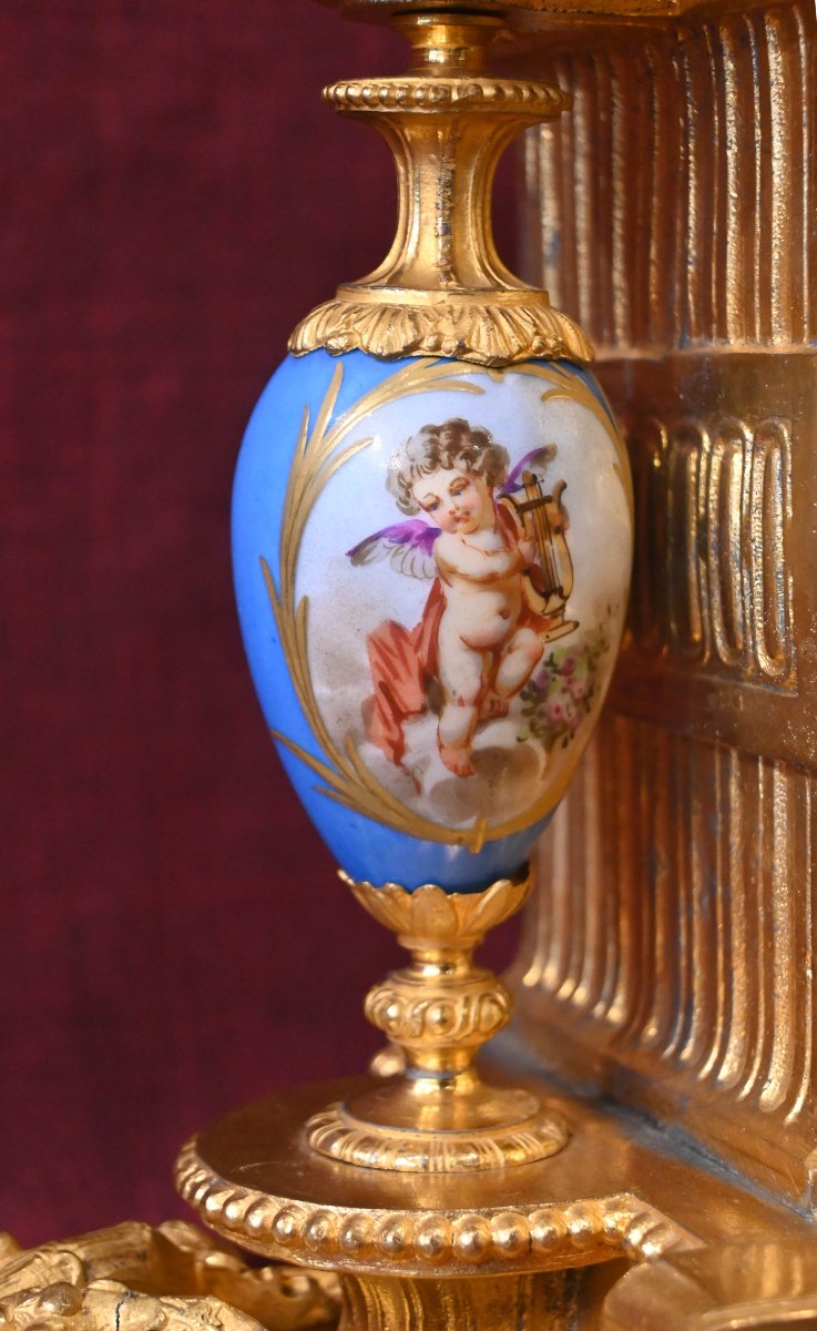 Louis XVI Style Gilt Bronze And Porcelain Mantel Clock – Napoleon III Period – No. 1733-photo-4