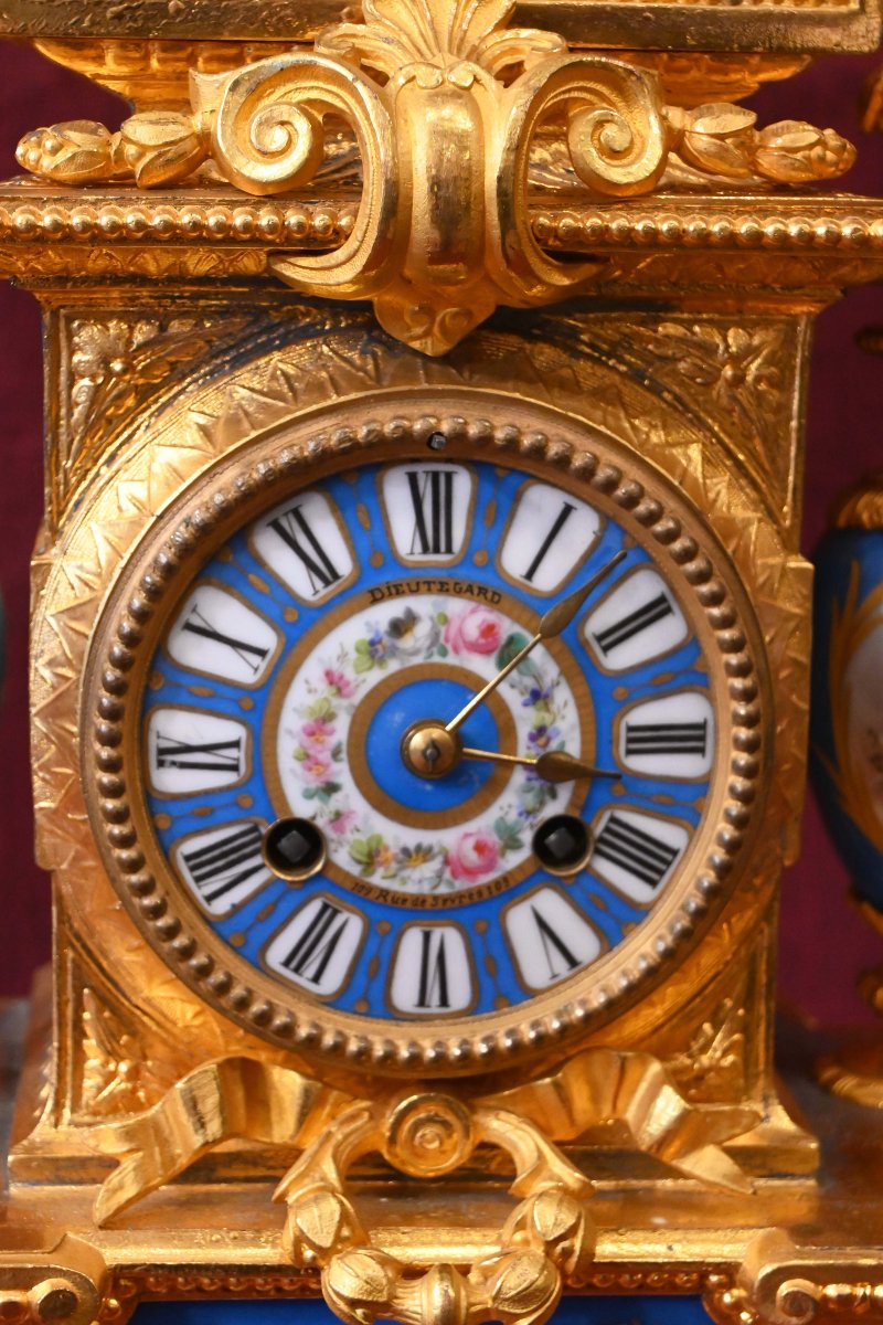 Louis XVI Style Gilt Bronze And Porcelain Mantel Clock – Napoleon III Period – No. 1733-photo-2