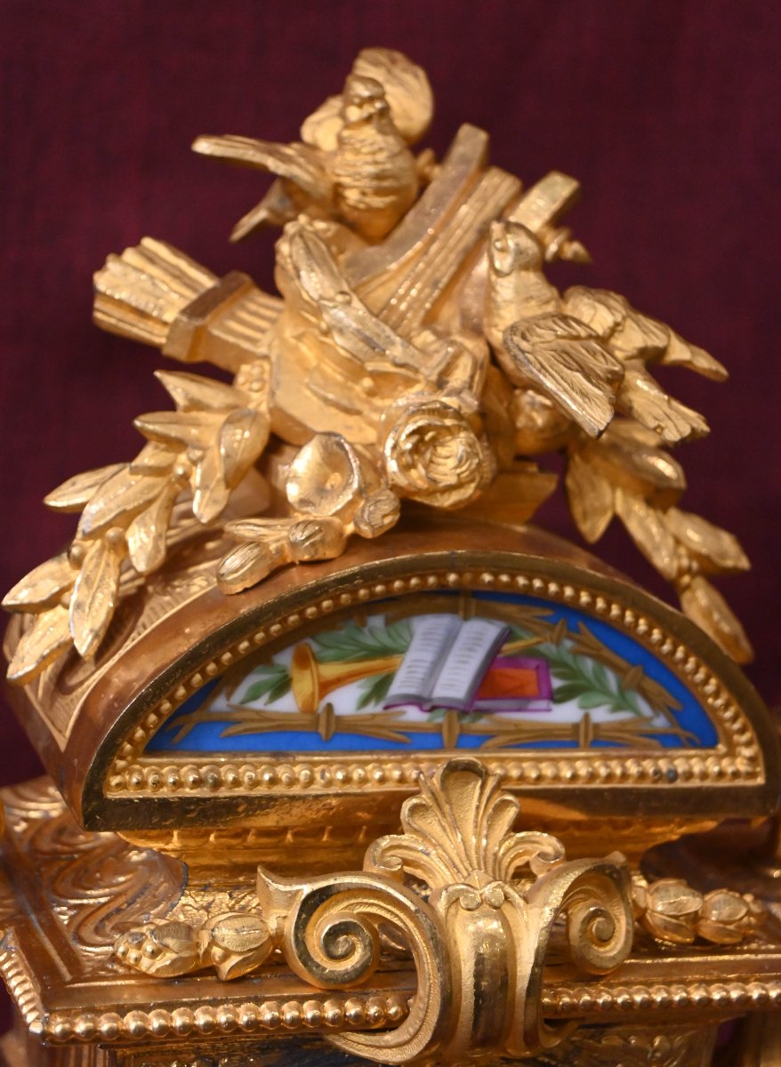 Louis XVI Style Gilt Bronze And Porcelain Mantel Clock – Napoleon III Period – No. 1733-photo-5