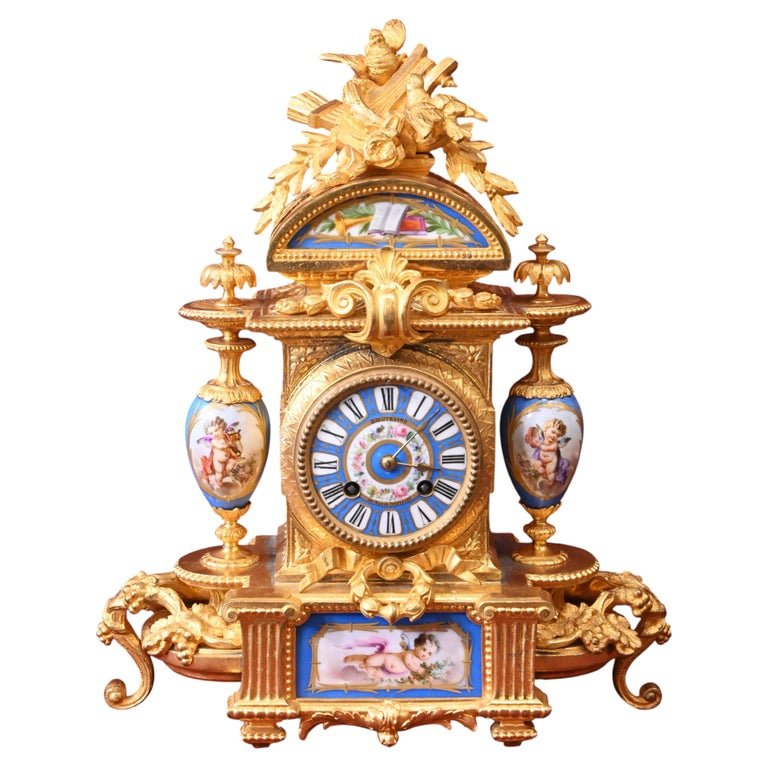 Louis XVI Style Gilt Bronze And Porcelain Mantel Clock – Napoleon III Period – No. 1733