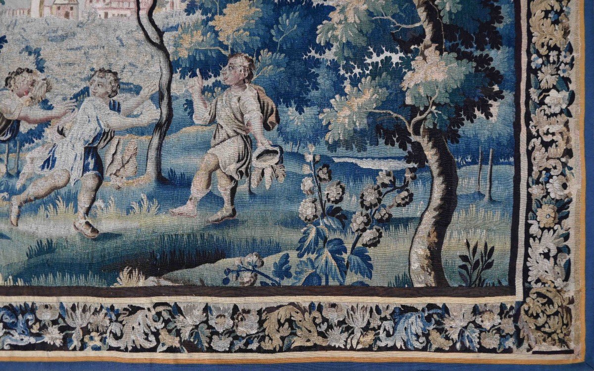 17th Century Flanders Tapestry - Children's Games - L3m55xh2m40 - No. 1367-photo-1