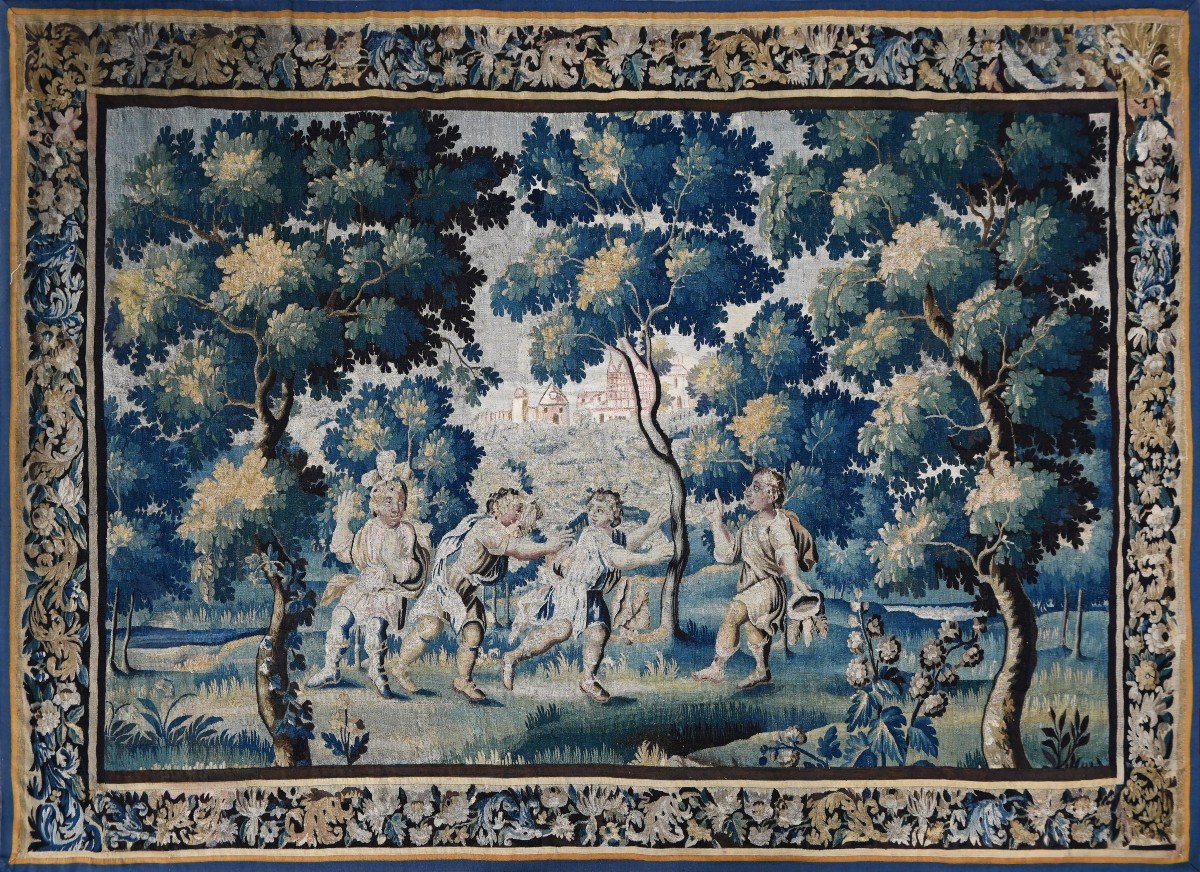 17th Century Flanders Tapestry - Children's Games - L3m55xh2m40 - No. 1367