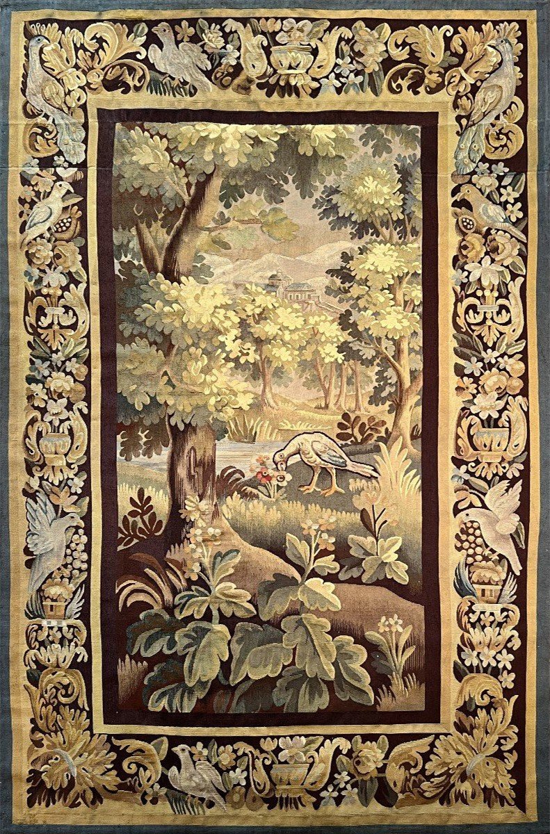 Tapisserie Verdure Aubusson 19e.s - Dim:220x132 - N° 1166