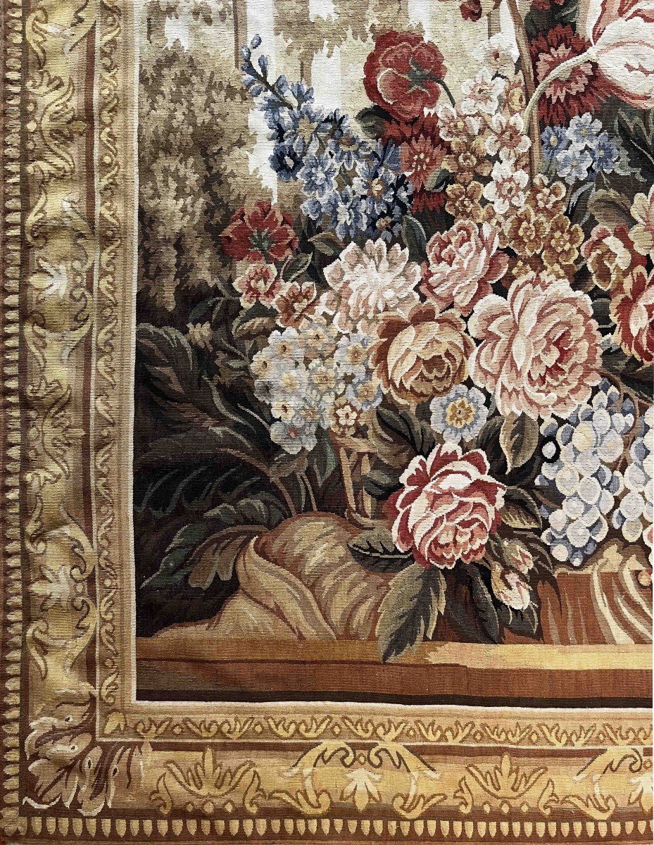 Tapestry Late 19th Early 20th Century - Floral Wall Carpet - 1m63 H X 1m13 L - N° 1191-photo-2