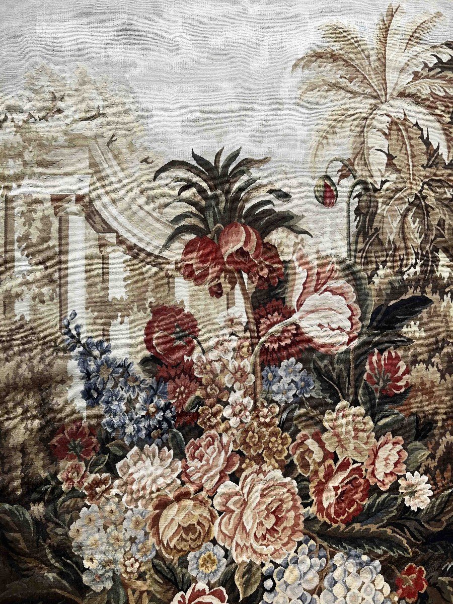 Tapestry Late 19th Early 20th Century - Floral Wall Carpet - 1m63 H X 1m13 L - N° 1191-photo-2