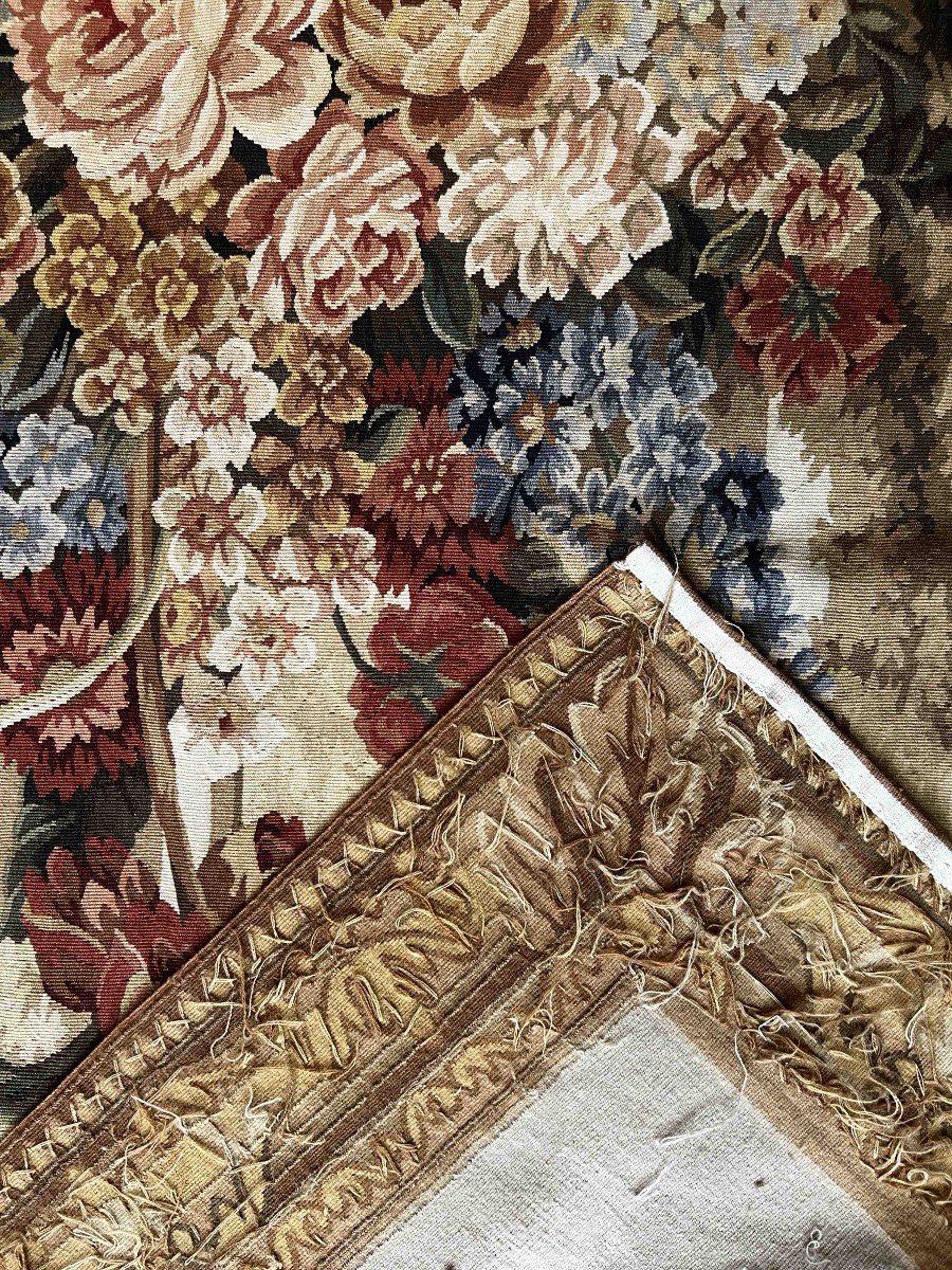 Tapestry Late 19th Early 20th Century - Floral Wall Carpet - 1m63 H X 1m13 L - N° 1191-photo-3