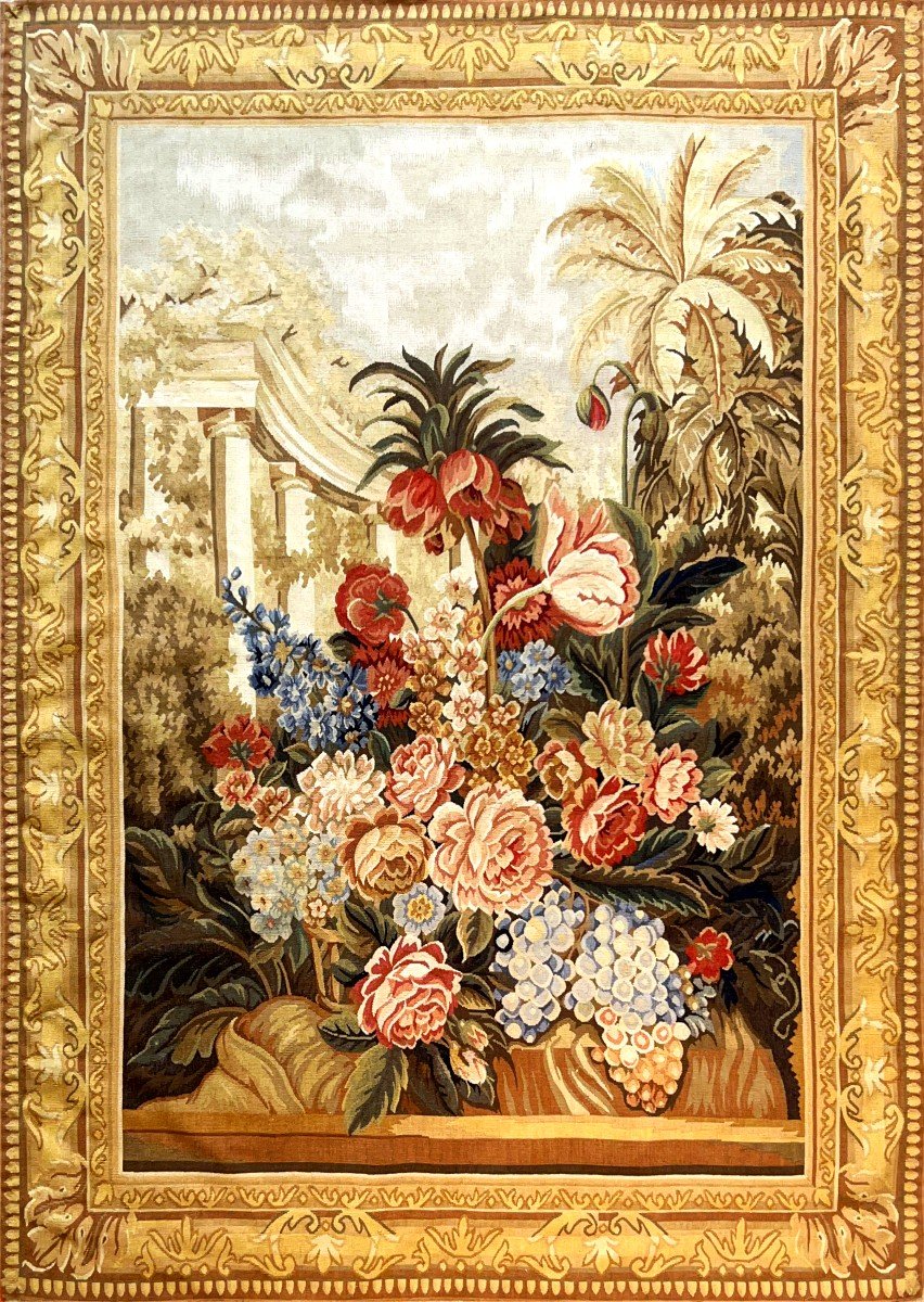 Tapestry Late 19th Early 20th Century - Floral Wall Carpet - 1m63 H X 1m13 L - N° 1191
