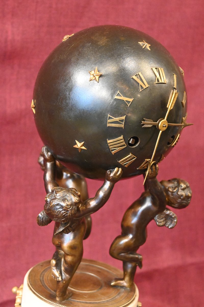 ​Pendule de style Louis XVI aux trois amours en bronze-photo-3