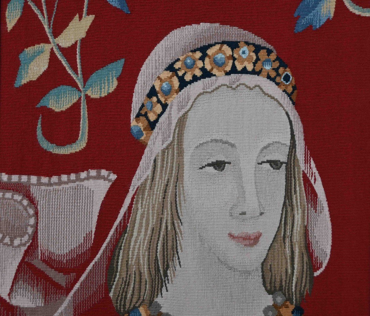 Aubusson Tapestry Painting 19th, Signed, Bolduc, The Bestaire Of The Lady With A Unicorn - No. 1391-photo-3