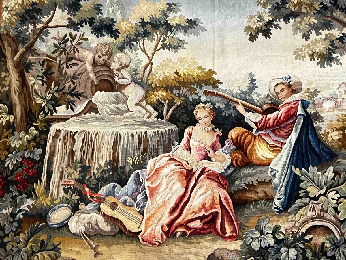 Tapestry Manufacture d'Aubusson 19th Century - L1m82 X H1m30 - No. 1115-photo-2