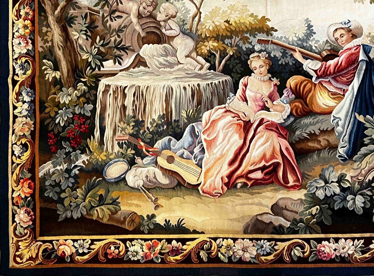 Tapestry Manufacture d'Aubusson 19th Century - L1m82 X H1m30 - No. 1115-photo-3