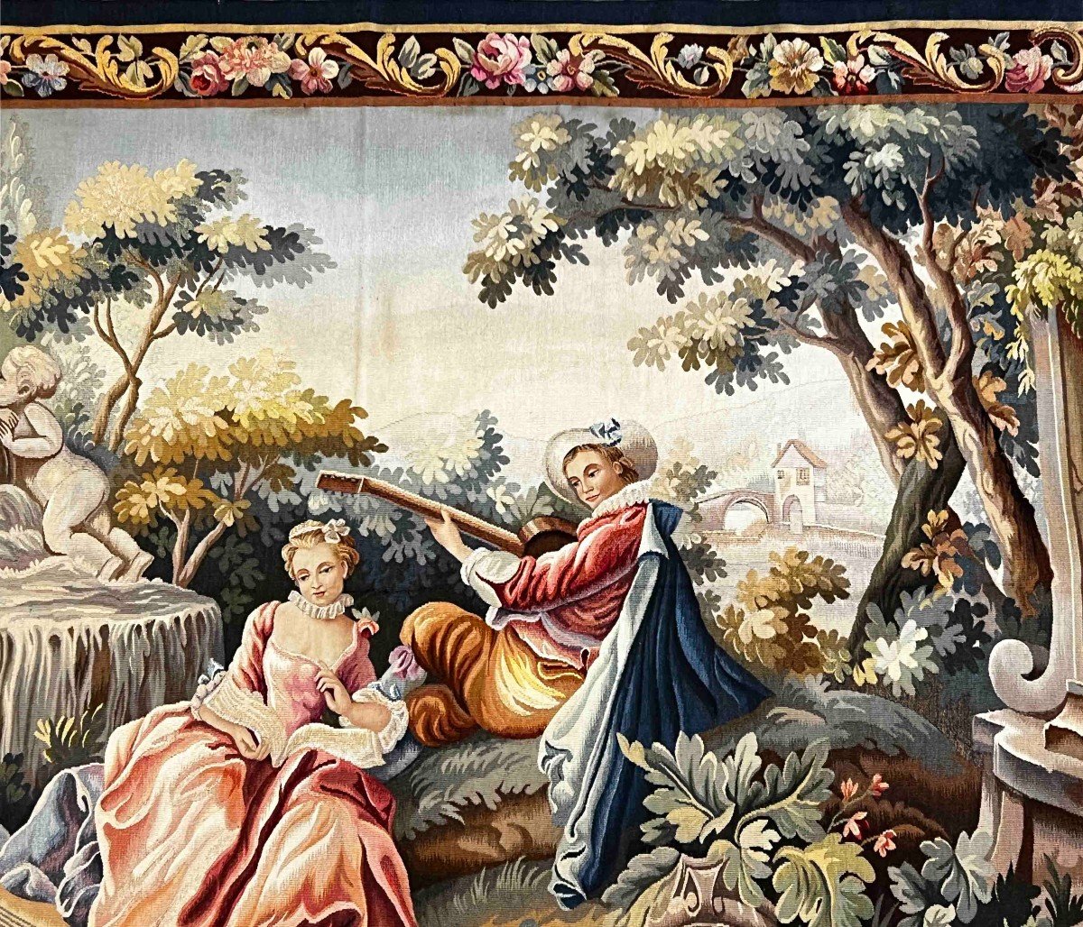 Tapestry Manufacture d'Aubusson 19th Century - L1m82 X H1m30 - No. 1115-photo-1