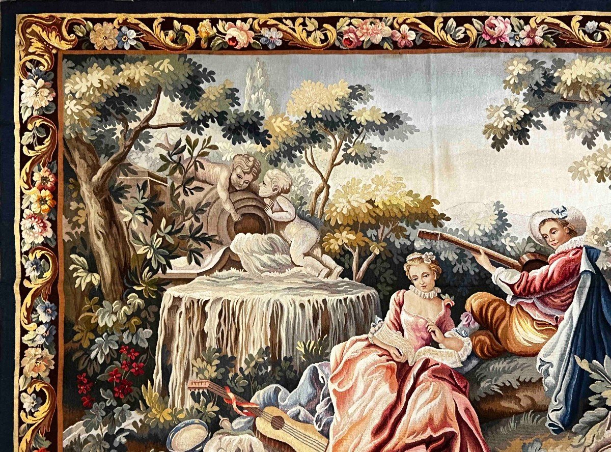 Tapestry Manufacture d'Aubusson 19th Century - L1m82 X H1m30 - No. 1115-photo-5