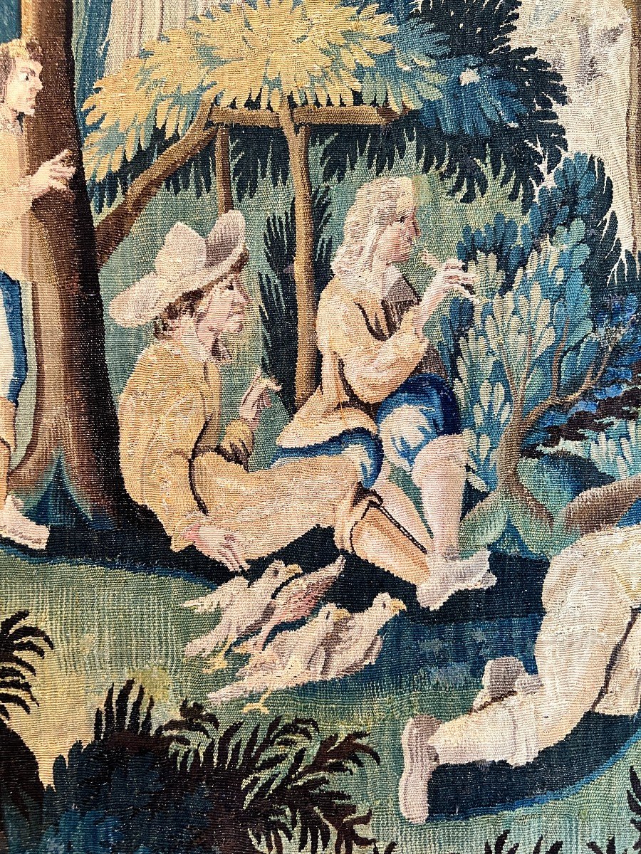  Bird Catching | Tapestry Manufacture d'Aubusson 18th Century N°1077-photo-3