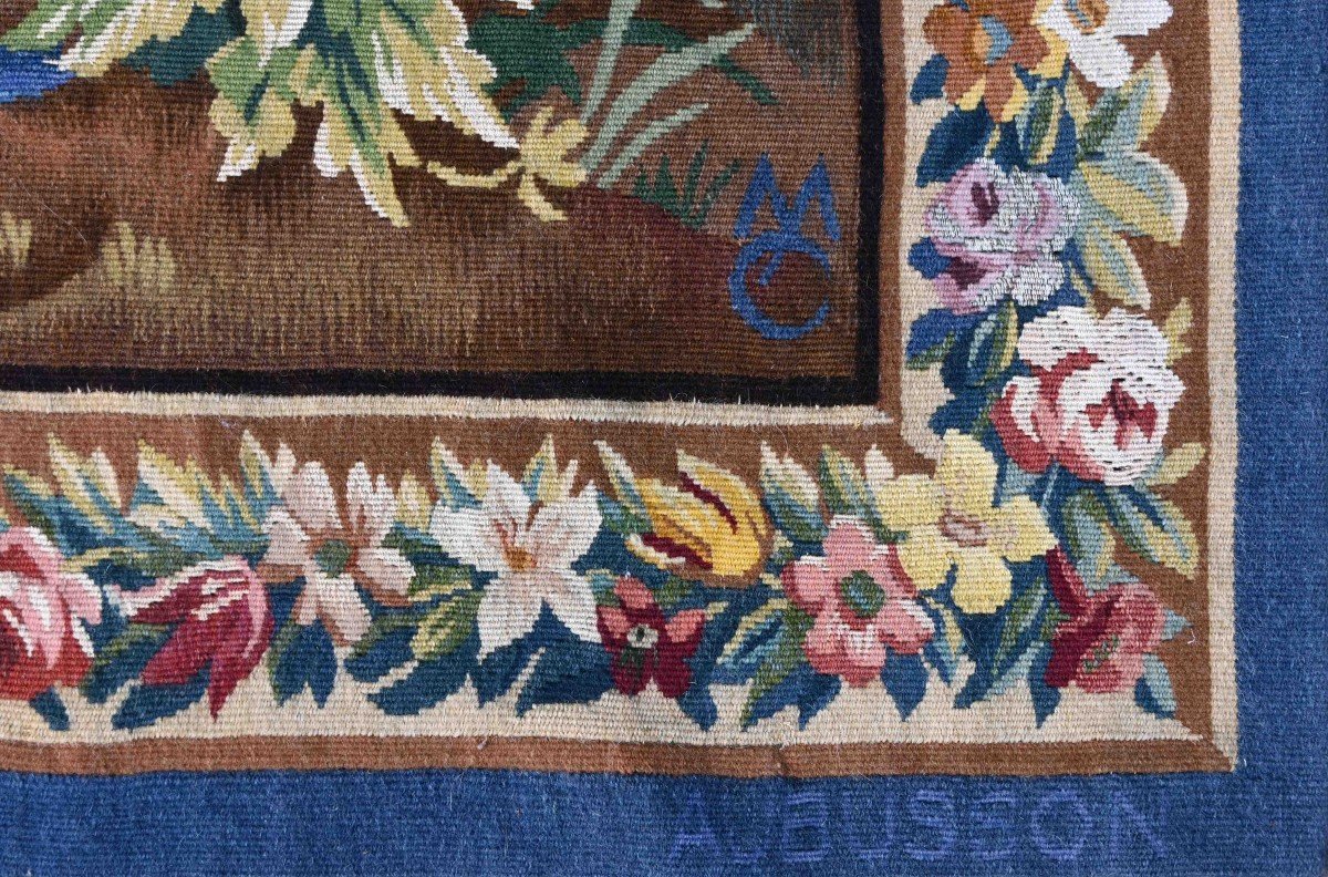 Verdure Aubusson Tapestry XIXth Century, Signed And Monogramed - 2m 37 L X 1m60 H - N° 1401-photo-4