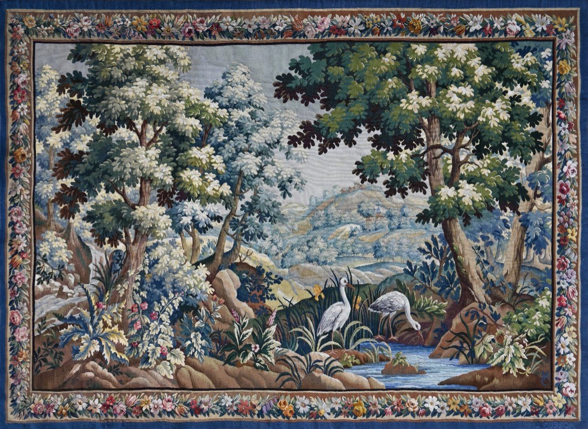 Verdure Aubusson Tapestry XIXth Century, Signed And Monogramed - 2m 37 L X 1m60 H - N° 1401