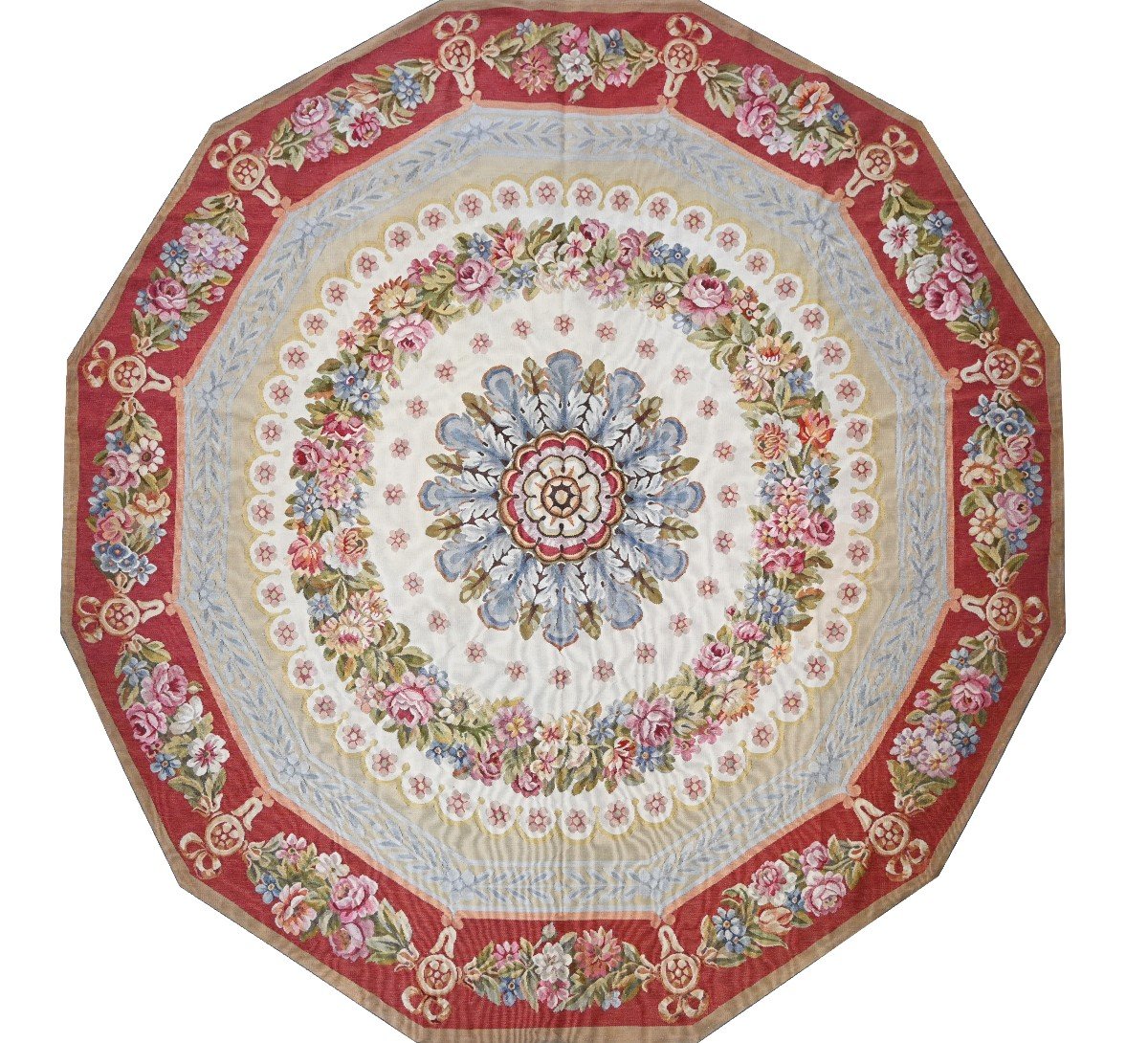 Decagonal Carpet From The Aubusson Manufacture, Circa 1950 - 2m46x2m53 - No. 1407