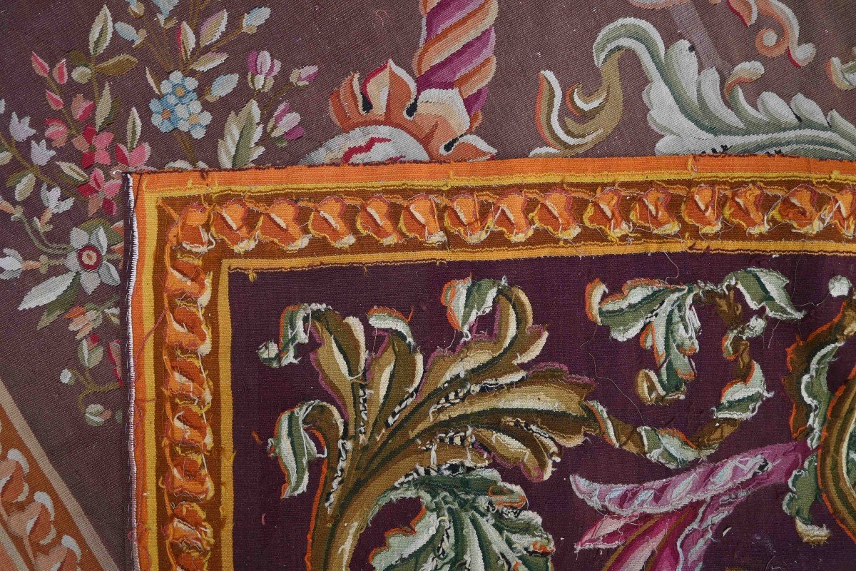Carpet From Aubusson Manufacture Early 19th Century - Napoleon III Style - 3.60x4.15 - N° 1429-photo-1