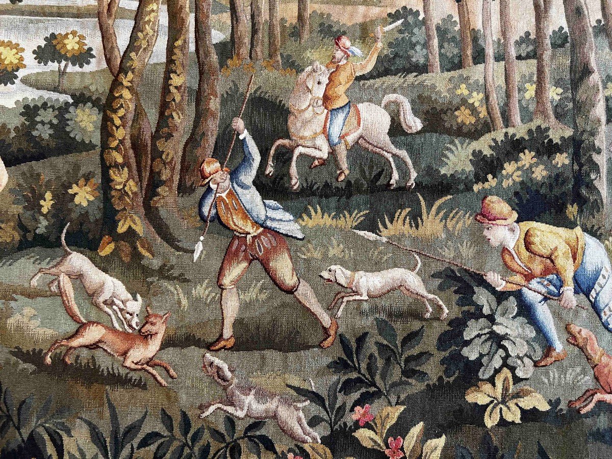  Hunting Scene - Signed Tapestry From The Aubusson Manufacture - L2m10xh1m25 - N° 1205-photo-4