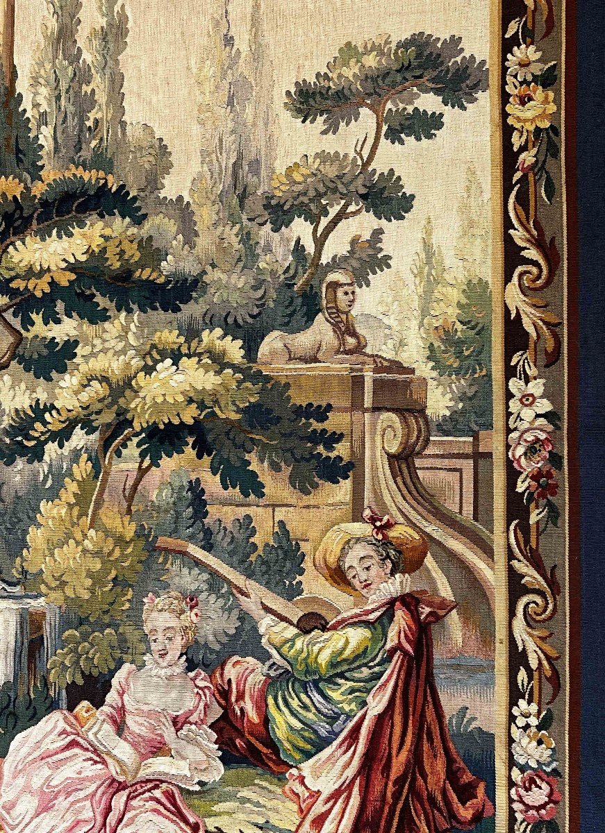 Tapestry From The Aubusson Manufacture, Country Scene, 1m95hx1m15l - N° 1060-photo-2