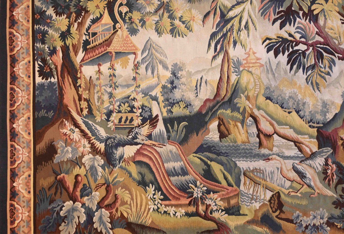 Tapestry From The Aubusson Manufactory, Scène Exotique - L1m88xh1m46 - No. Carpet 1240-photo-2