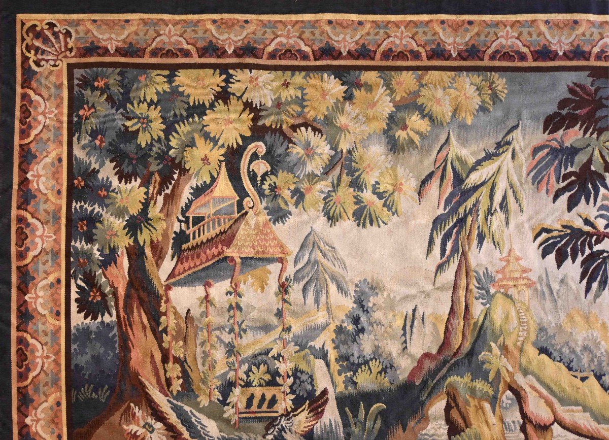 Tapestry From The Aubusson Manufactory, Scène Exotique - L1m88xh1m46 - No. Carpet 1240-photo-2