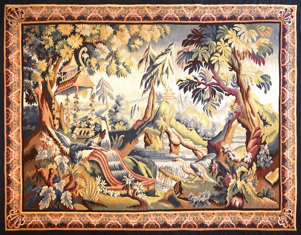 Tapestry From The Aubusson Manufactory, Scène Exotique - L1m88xh1m46 - No. Carpet 1240