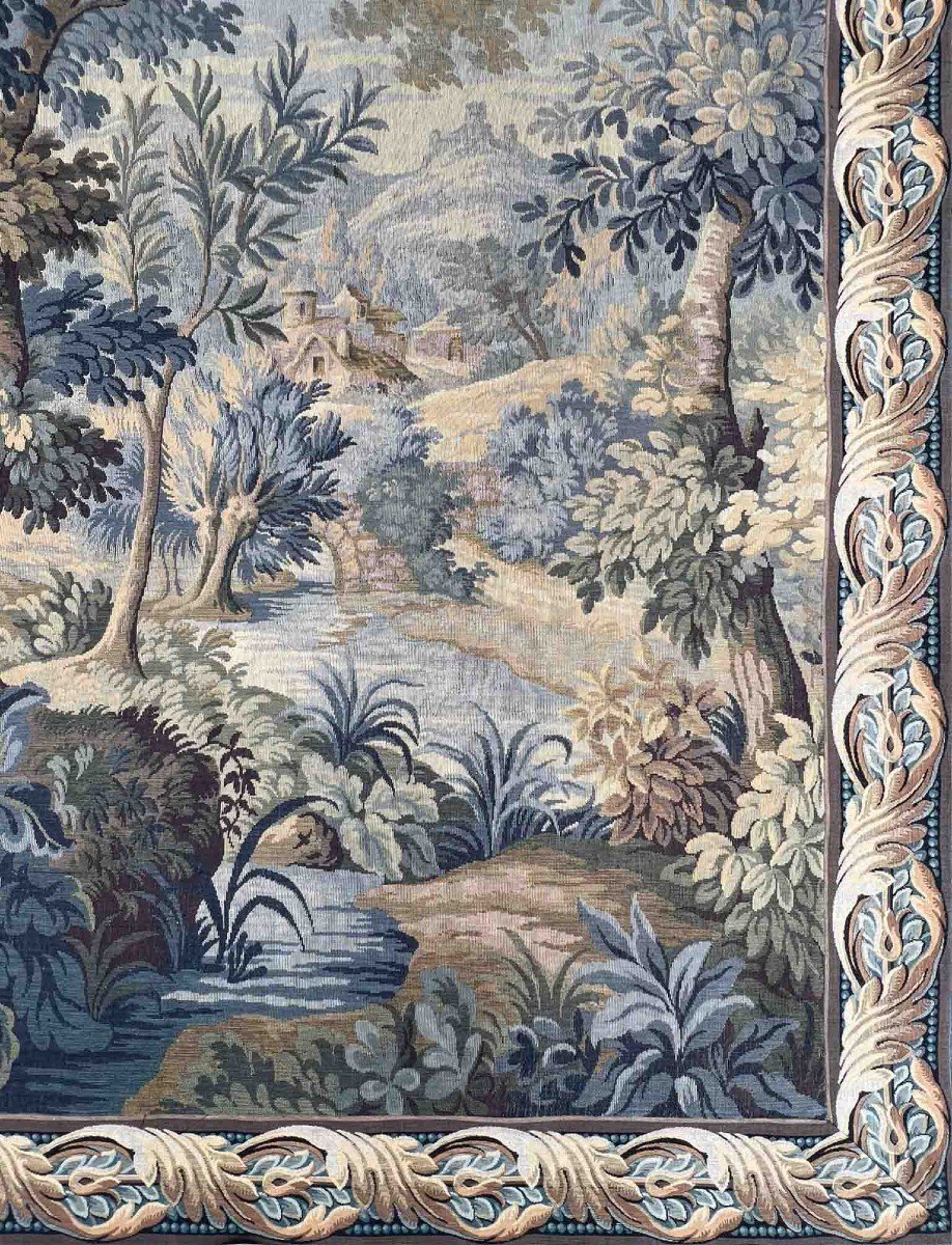 Tapisserie Verdure Manufacture Jacquard &agrave; Aubusson, Dans Le Gout 18e - 210x170 - N 1452-photo-2