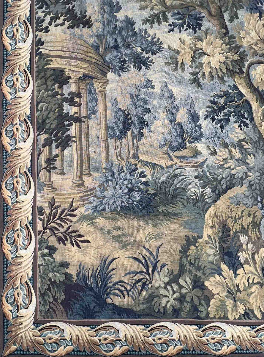 Tapisserie Verdure Manufacture Jacquard &agrave; Aubusson, Dans Le Gout 18e - 210x170 - N 1452-photo-4