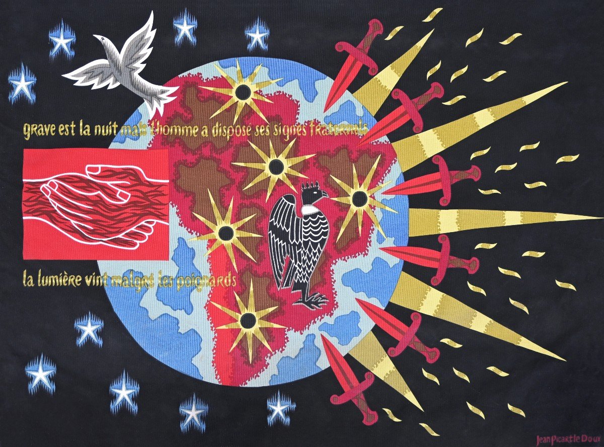 Jean Picart Le Doux, Homage To Pablo Neruda - Signed Serigraph Tapestry, Bolduc - No. 1463