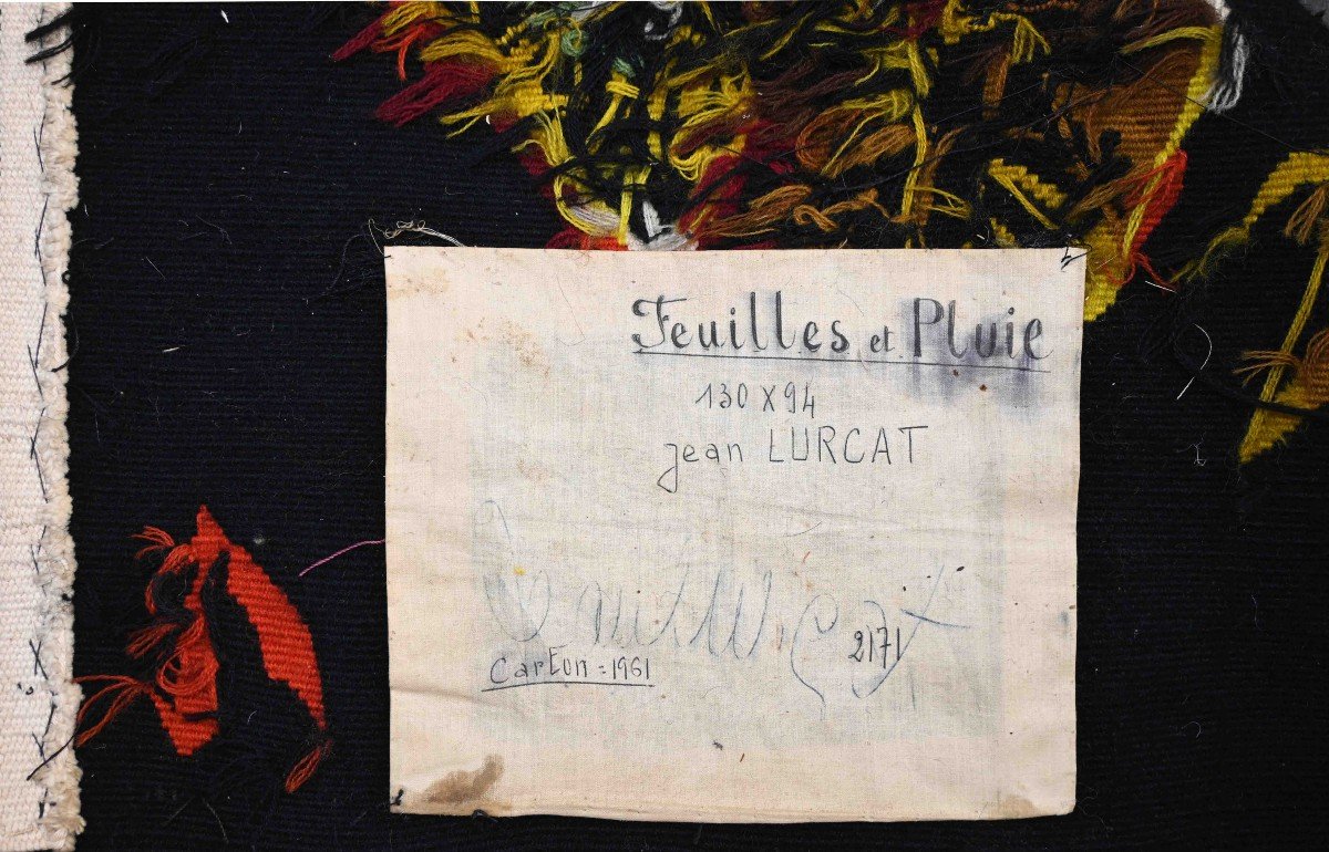 Leaves And Rain, Jean Lurçat - Aubusson Tapestry Circa 1961 - L94xh130cm - No. 1495-photo-2